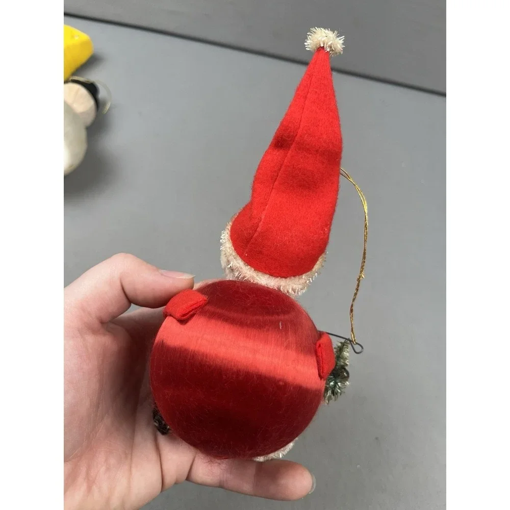 Vintage Christmas Ornament‎ Snowman And Santa Satin Ball Figure 1970's